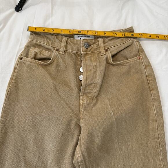 Reformation Jeans Women 24 (24x28) Cynthia High Rise Straight Brown Vtg Marzipan - Picture 10 of 16